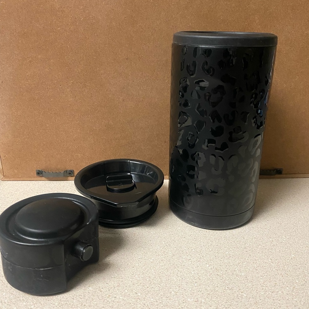 Black cheetah brumate trio koozie